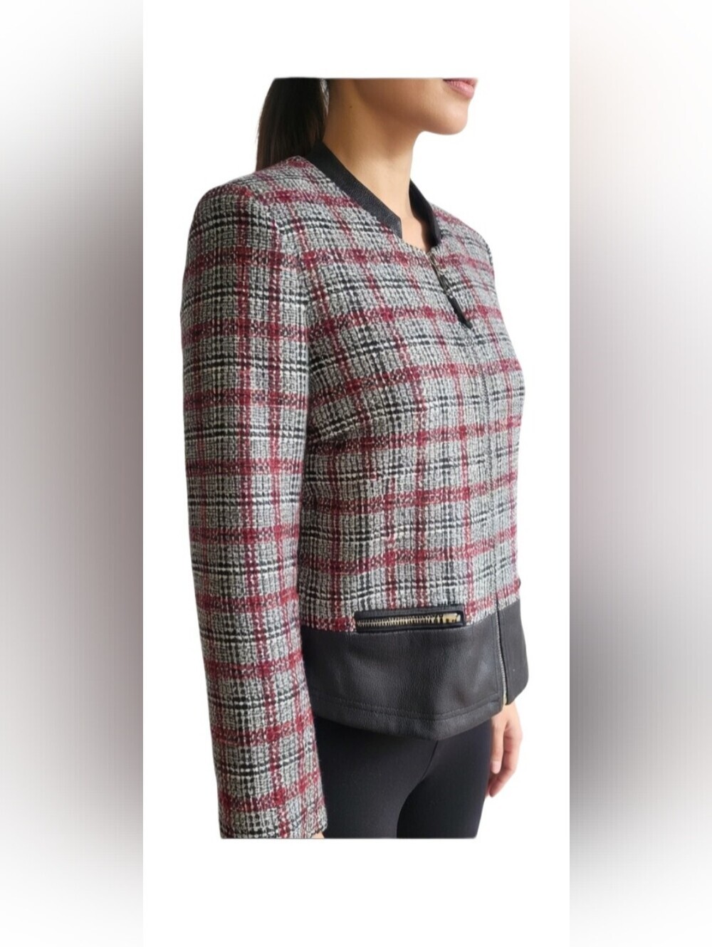 Vex Collections Tweed Zip Up Blazer Jacjet Size 36 EU